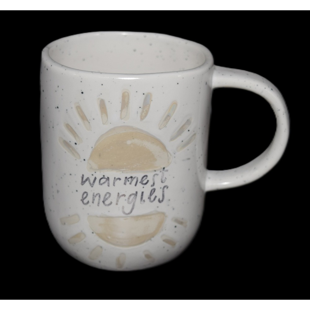 Anthropologie Warmest Energies Sun Mug White Speckled Ceramic Good Condition